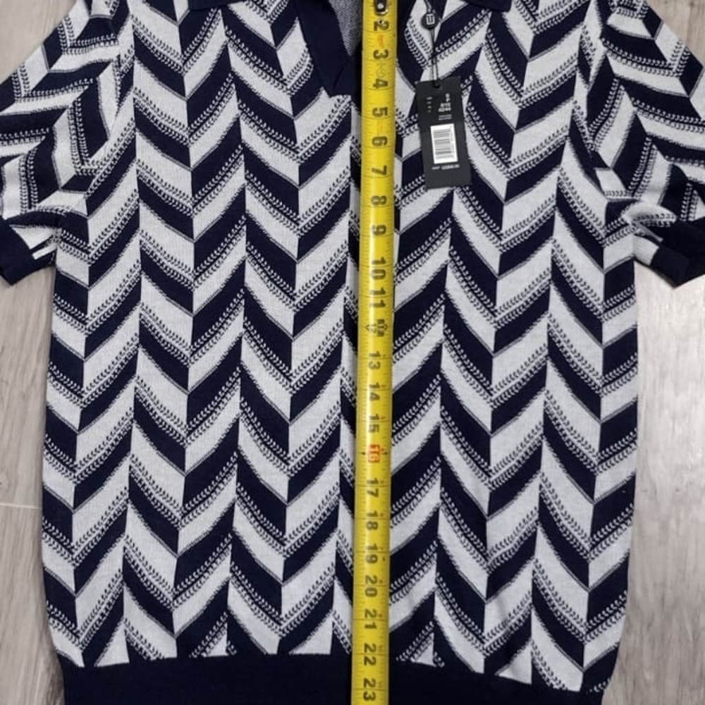 Ellie tahari Navy and White Chevron Men's size S brand new w tags - Picture 5 of 8